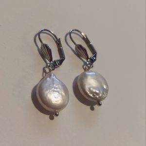 Vintage Baroque Freshwater Pearl silver earrings.